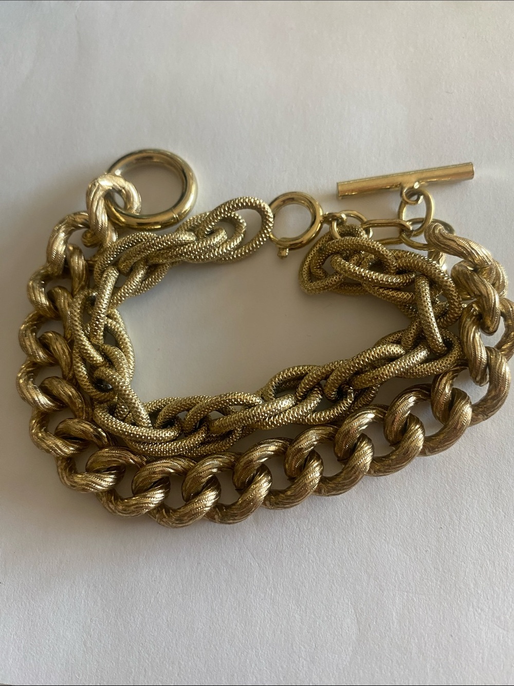 Chunky Gold Double Texture Bracelet